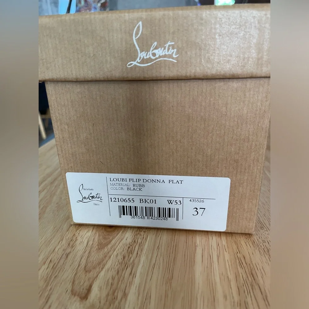 Christian Louboutin- Loubi Flip Donna Flat, black/red. Material- rubber. Size 37 - Picture 1 of 13